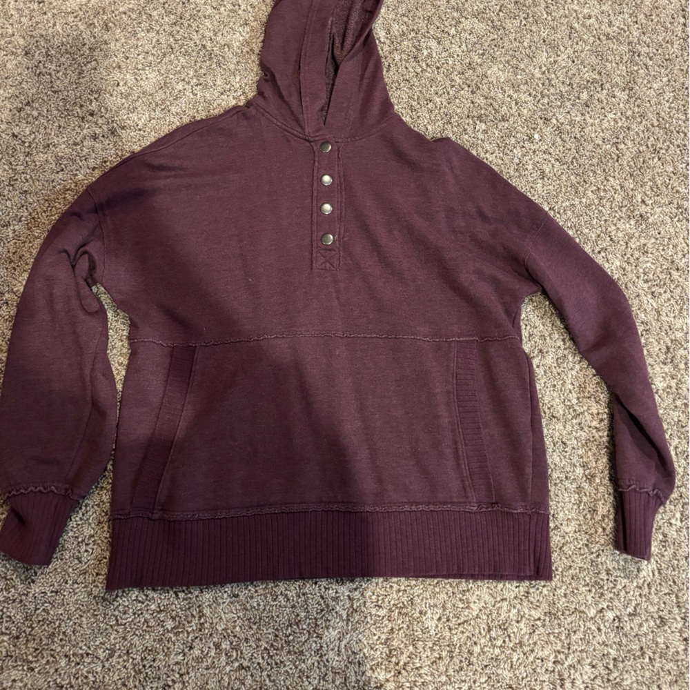 SO Deep Purple Hooded Top with Button Accents
